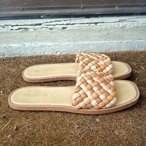 Madewell The Suzi Puffy Woven Leather Sandals Sz 9 Slides Vacation Cruise Boho